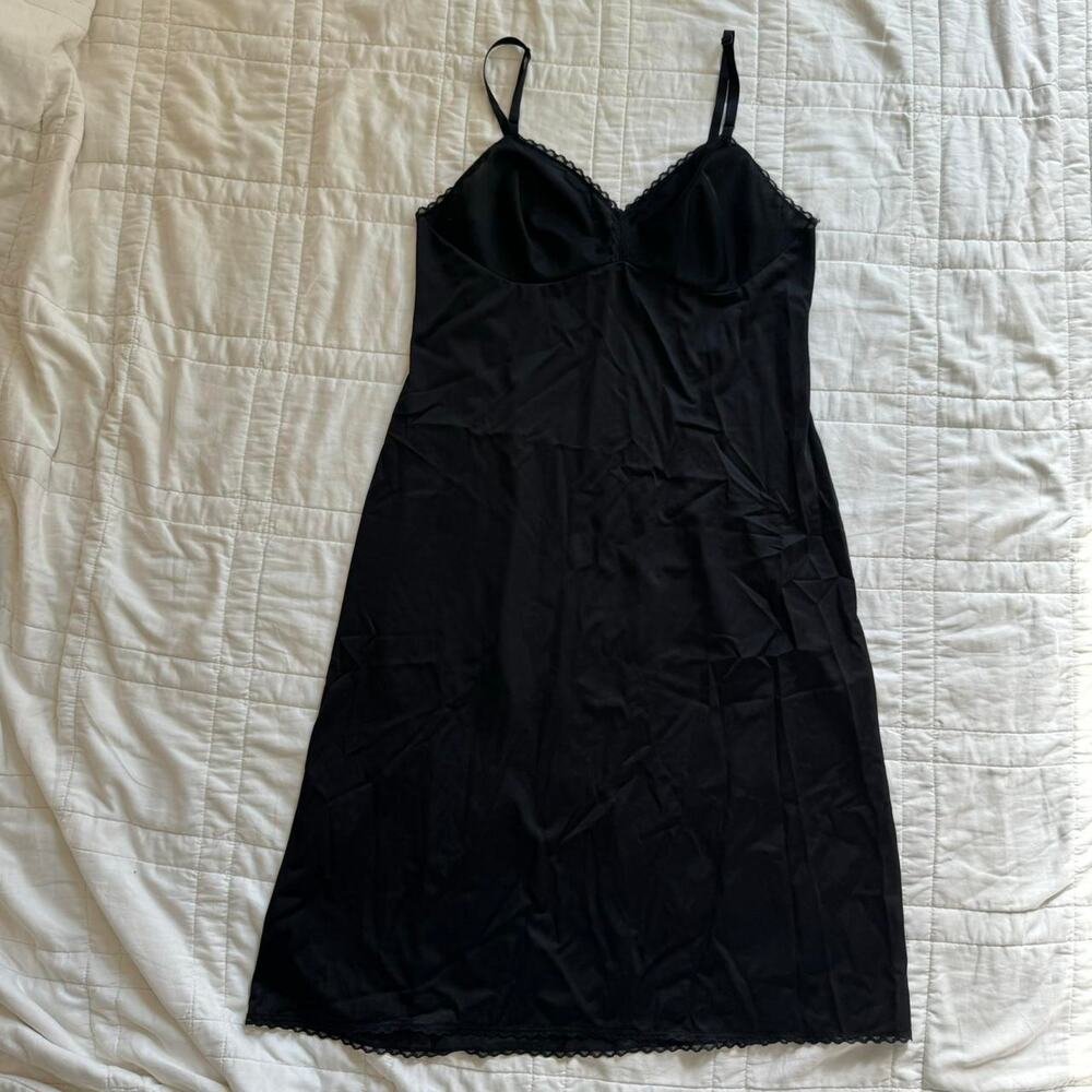 Vintage 70s 80s black lace slip dress sz 36 dainty babydoll fairy victorian - Picture 3 of 8